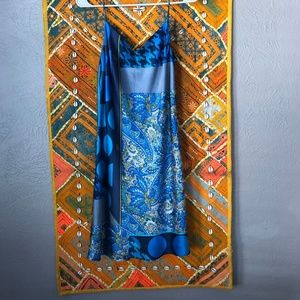Lapis Patterned Silk Dress